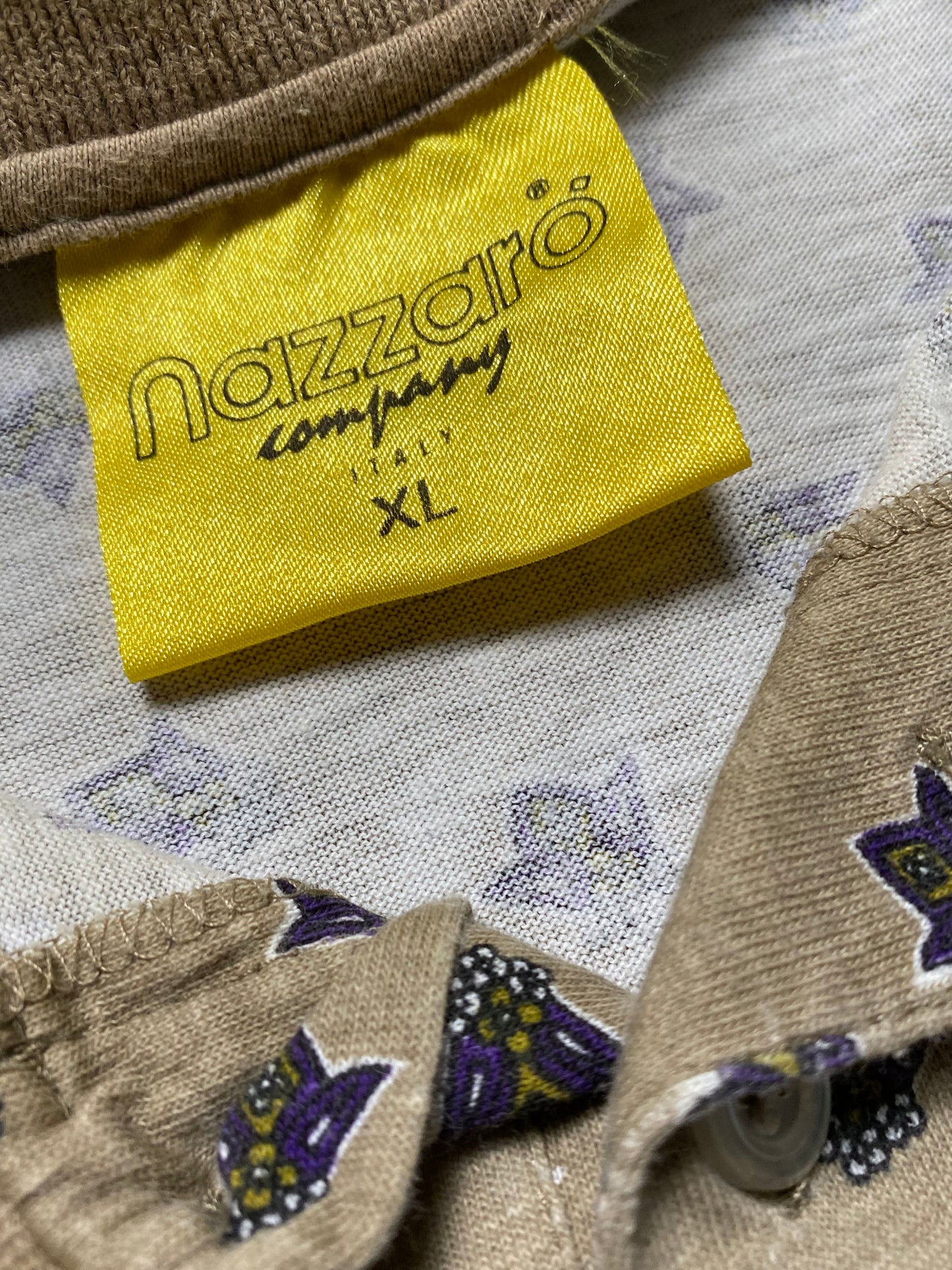 90s Nazzaro Poloshirt Baumwolle Beige/Braun L