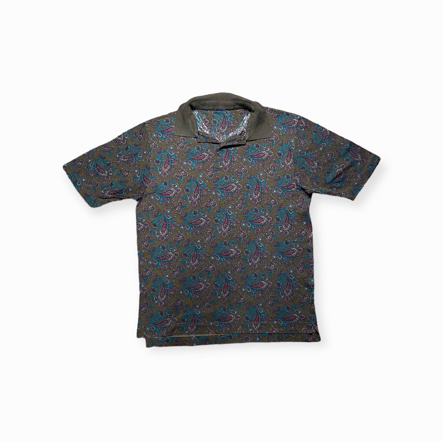 90s polo shirt cotton brown/colorful M