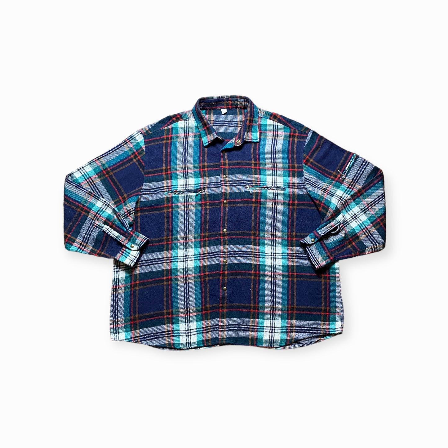 90s Shirt Flannel Checked Blue/Colorful XL