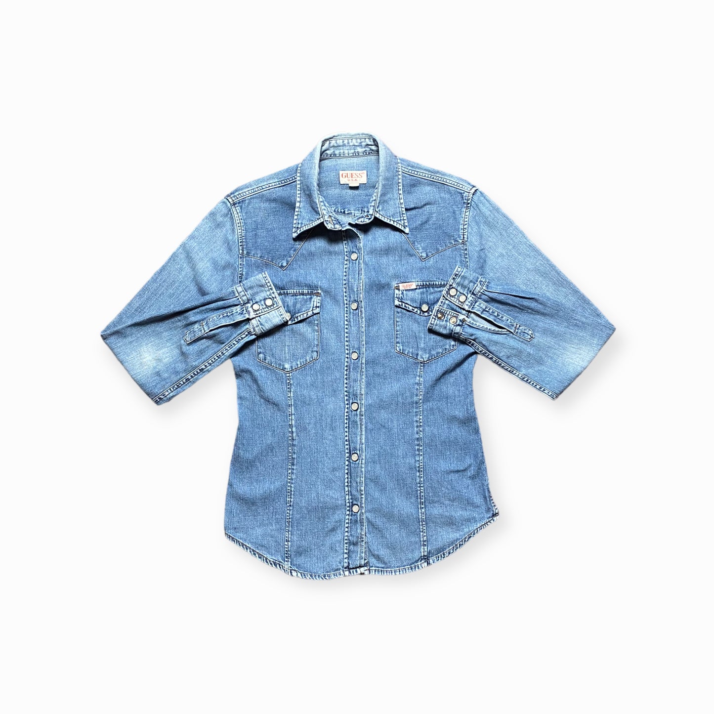 y2k Guess Blouse Denim Blue Women M