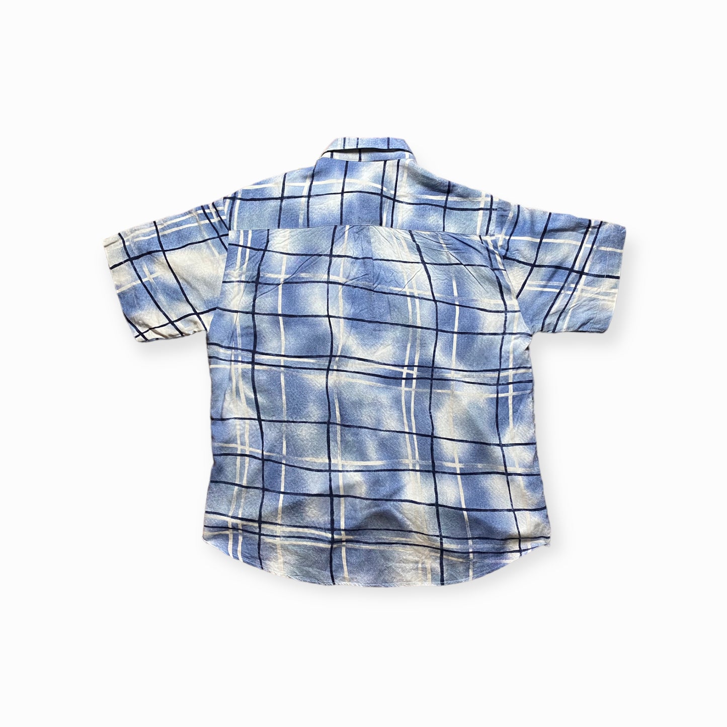 90s Jim Spencer Summer Shirt Viscose Blue Checked L
