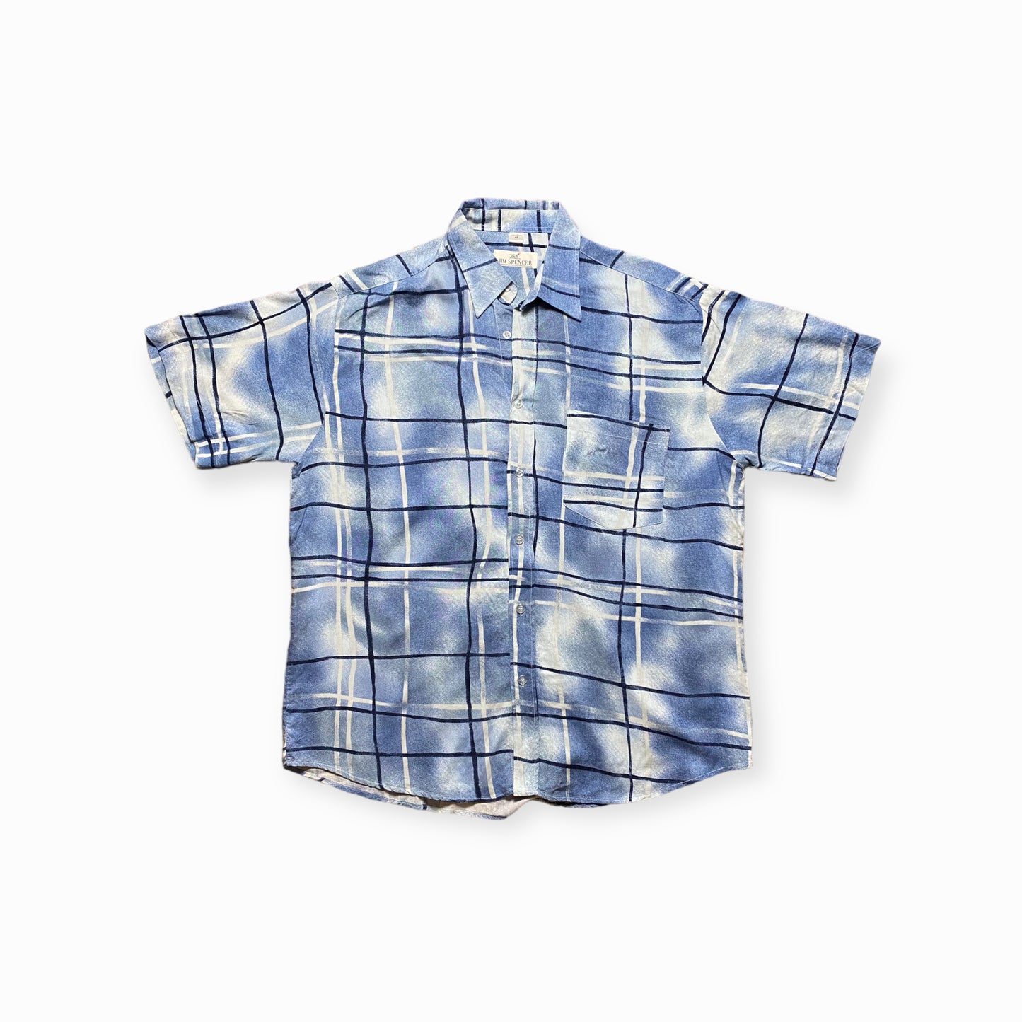 90s Jim Spencer Summer Shirt Viscose Blue Checked L