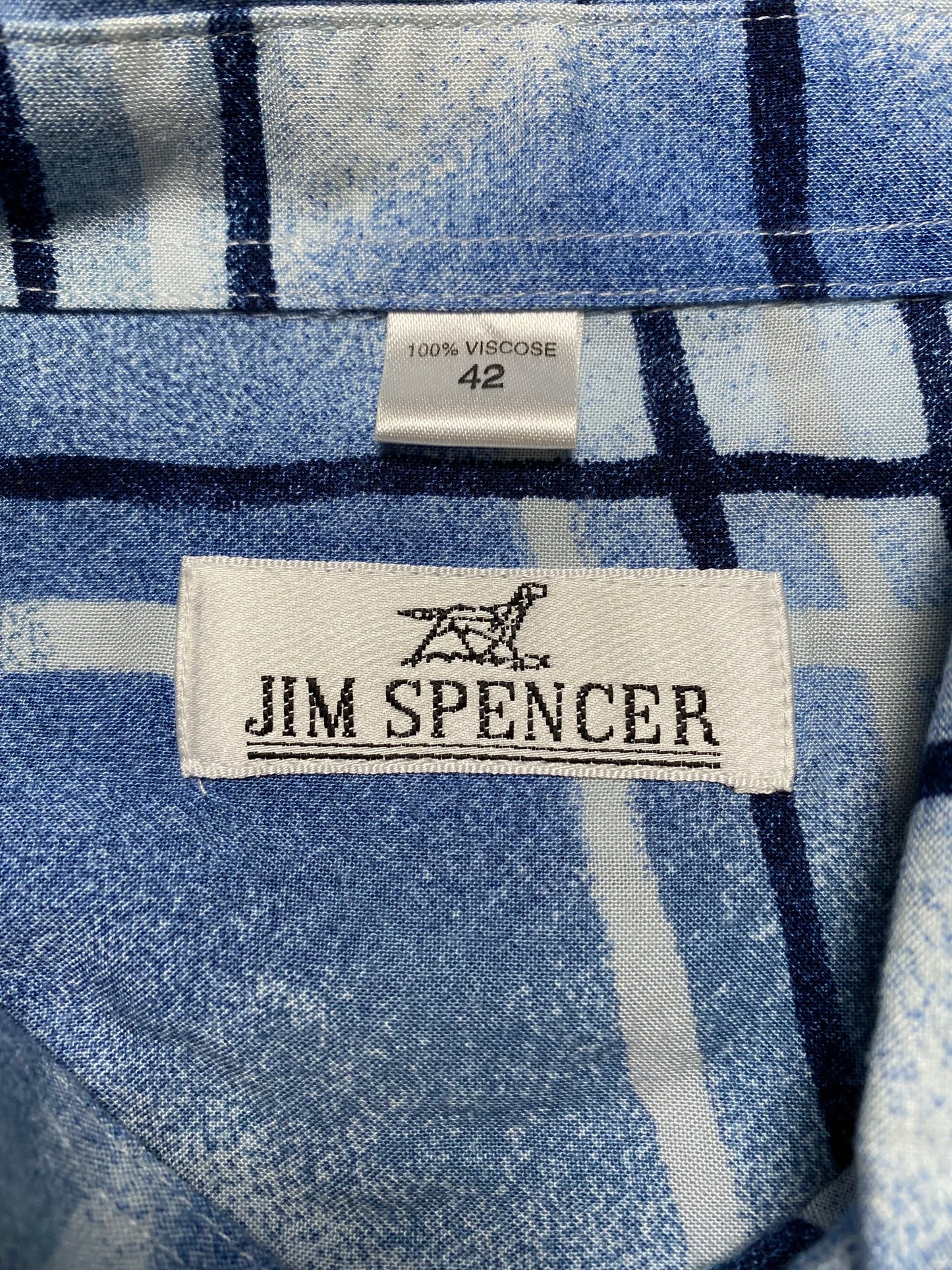 90s Jim Spencer Summer Shirt Viscose Blue Checked L