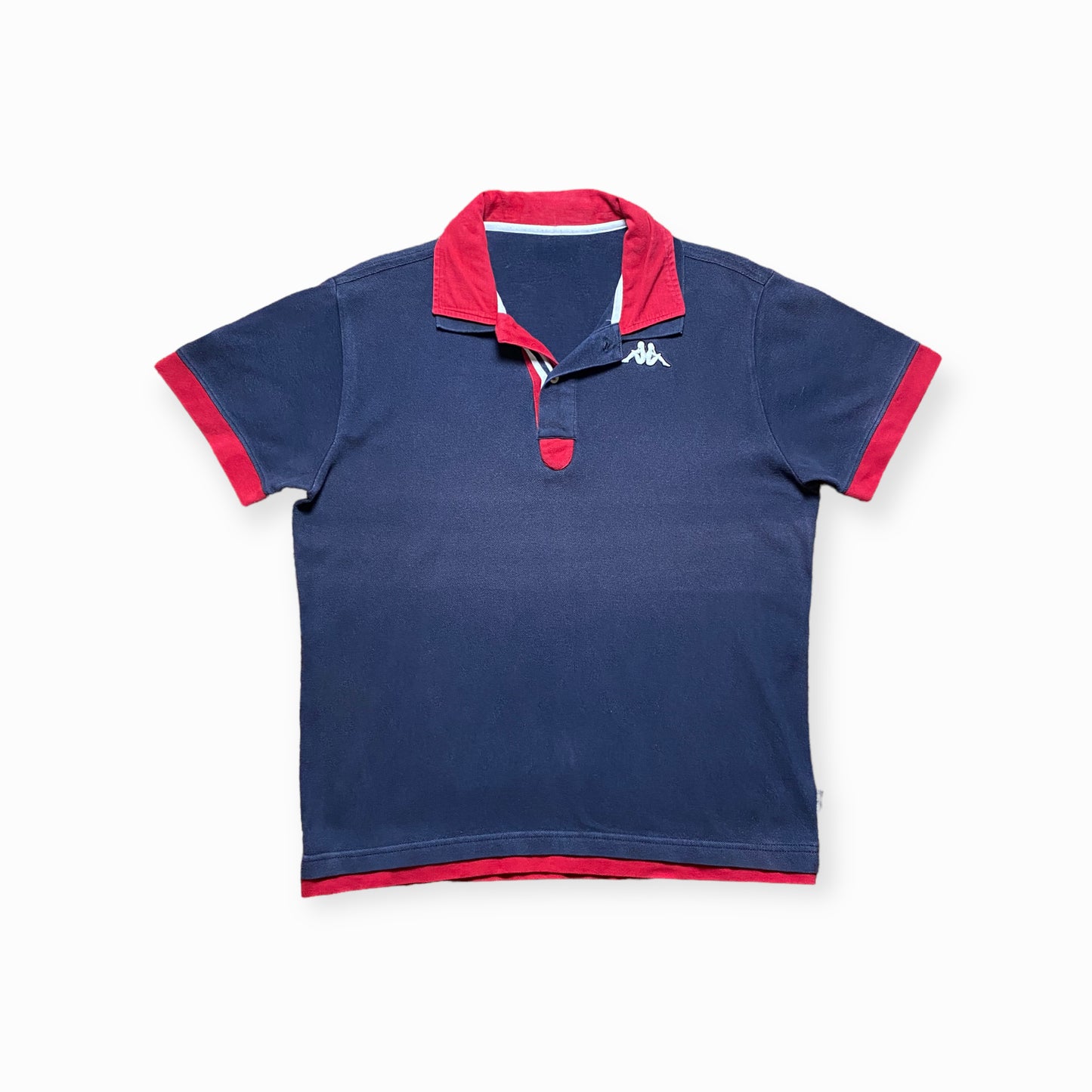90s Kappa Segel Poloshirt Baumwolle Blau/Rot M