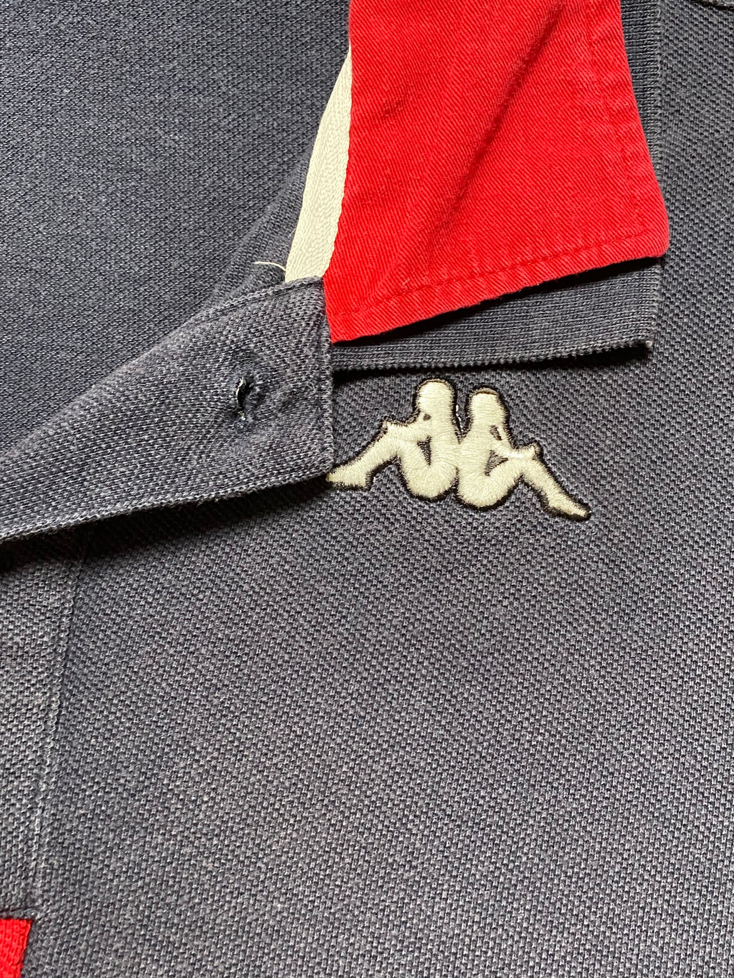 90s Kappa Segel Poloshirt Baumwolle Blau/Rot M