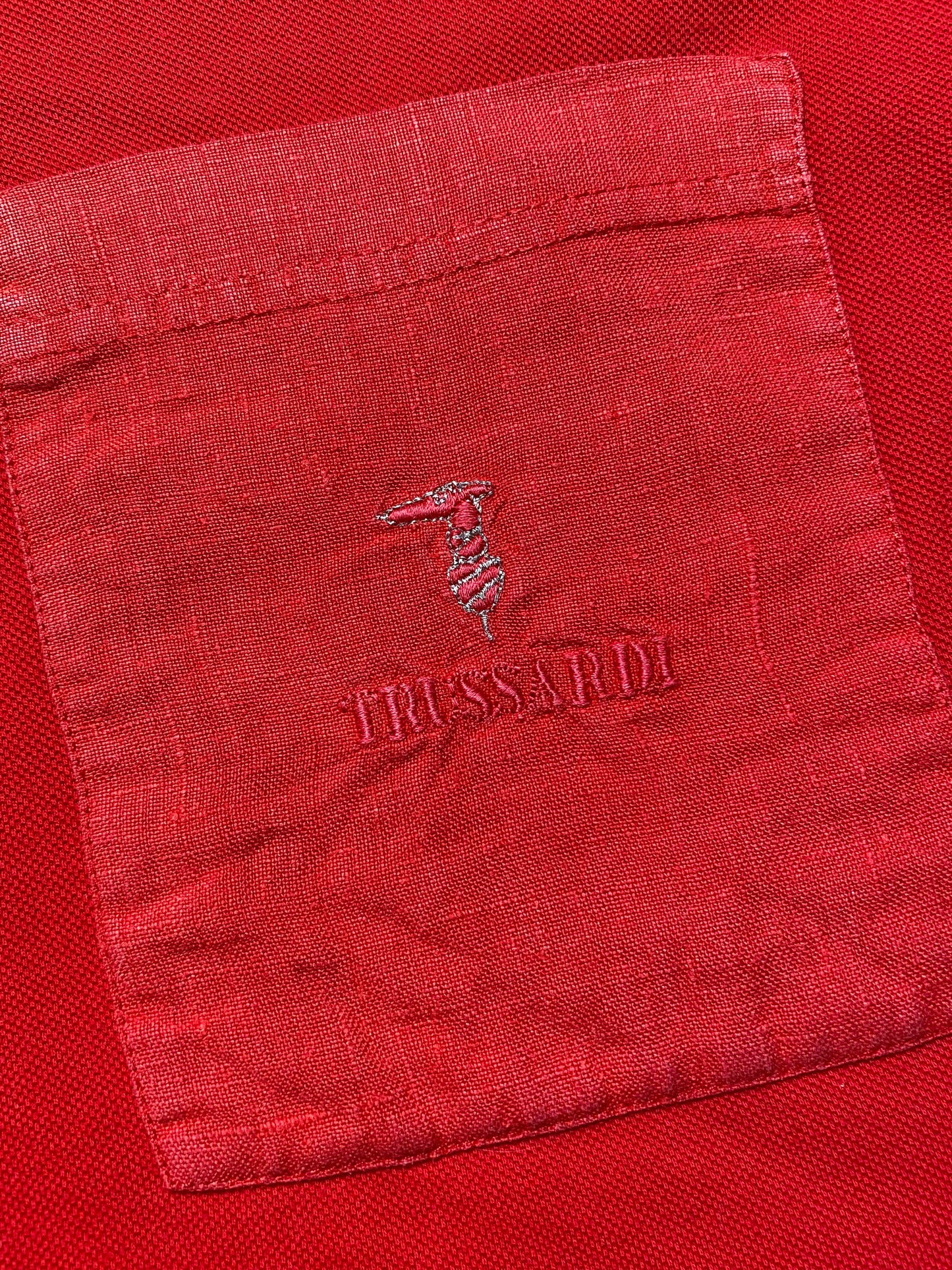 90s Trussardi Poloshirt Baumwolle Rot M