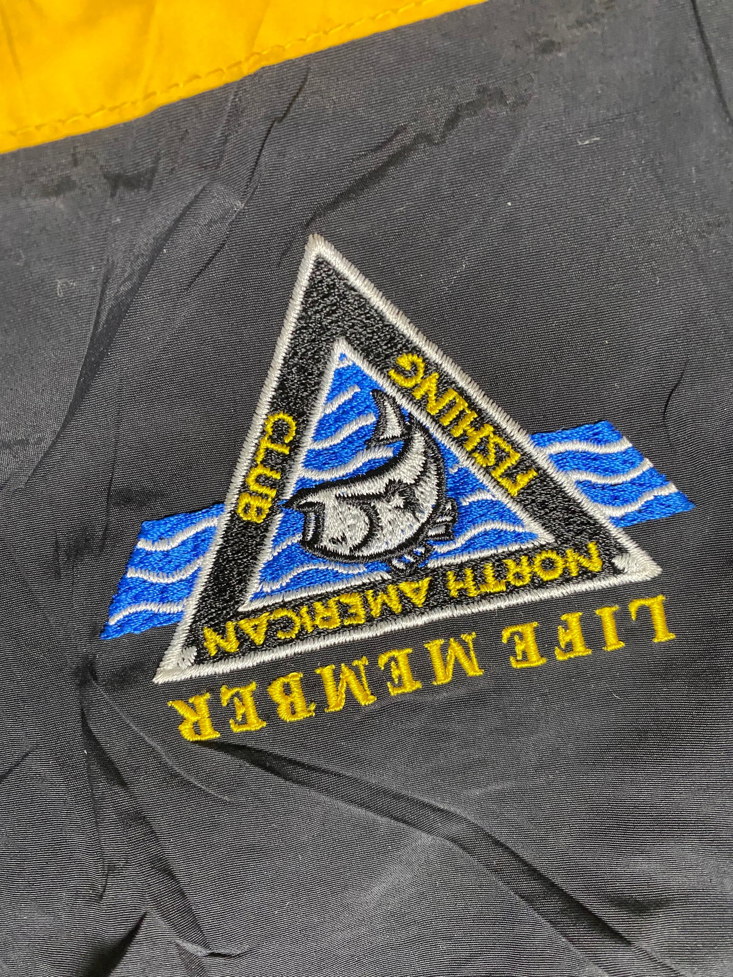 90s North American Outdoors Fishing Jacket Nylon Black/Blue L