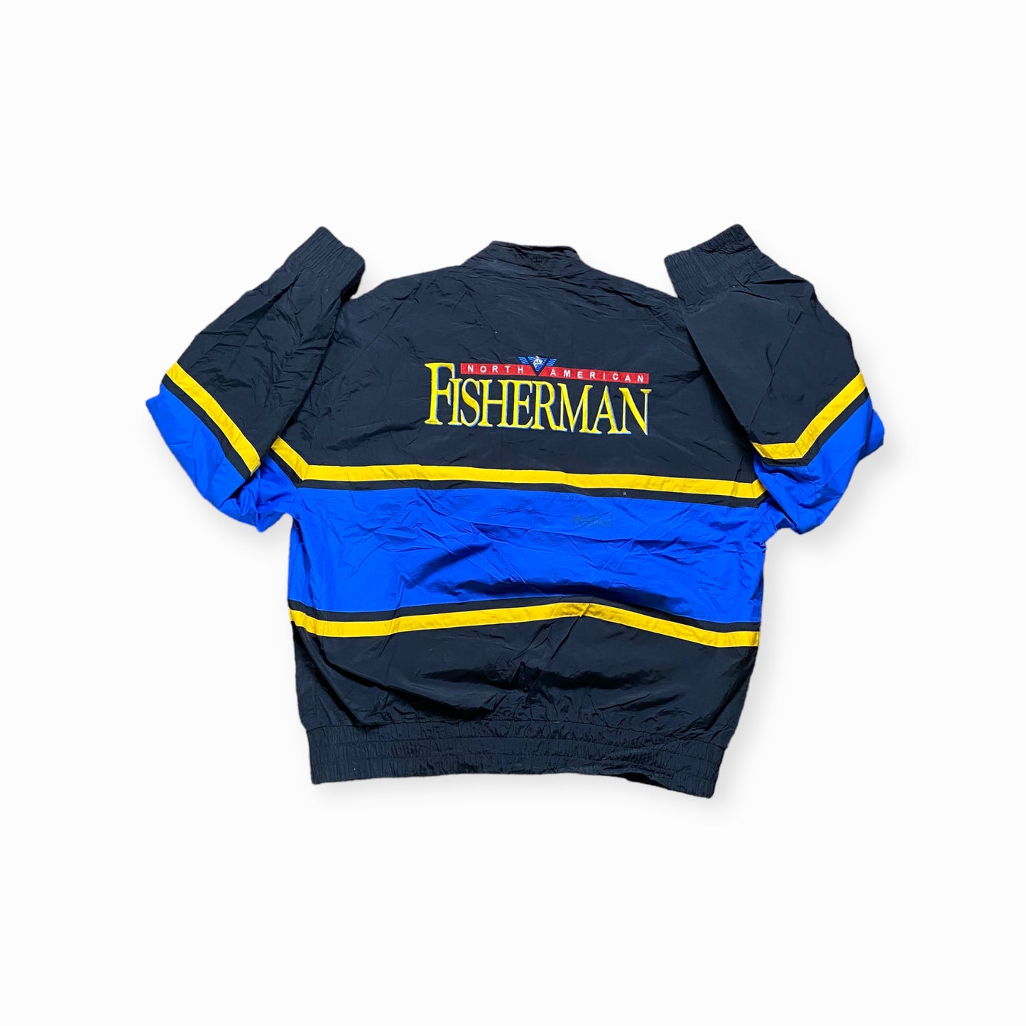 90s North American Outdoors Fishing Jacket Nylon Black/Blue L