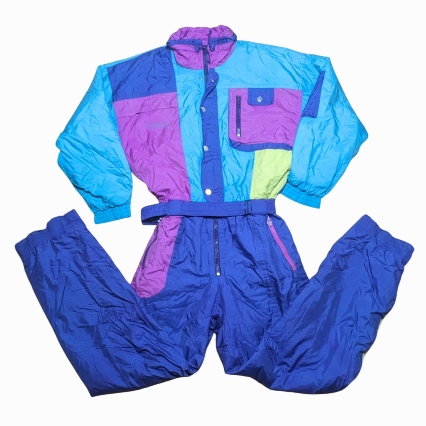 90s O`Brian Winter Skianzug Nylon Blau/Lila XXL