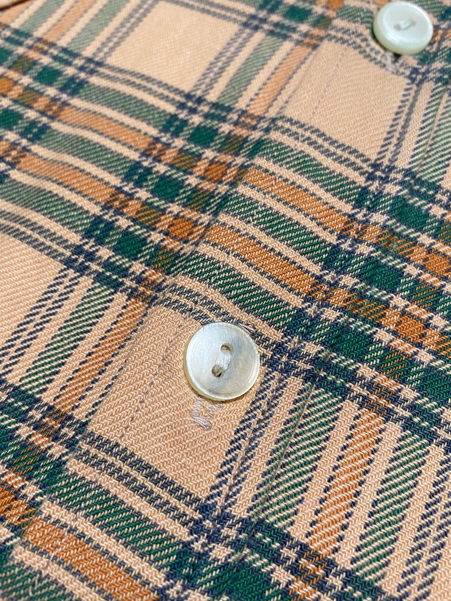 90s Hemd Baumwolle Beige/Grün L
