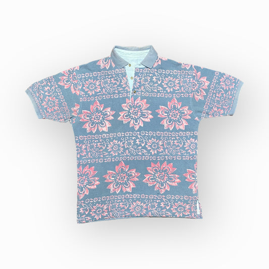 Polo shirt cotton grey/pink M