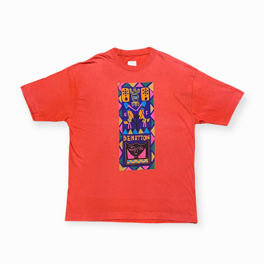 90s United Colors of Benetton T-Shirt Baumwolle Rot L