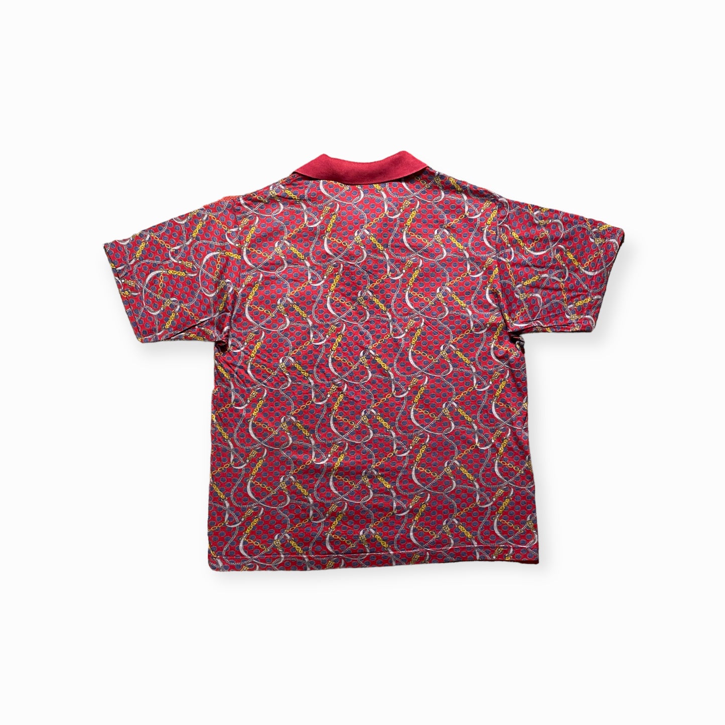 90s MOG Poloshirt Baumwolle Rot/Blau L