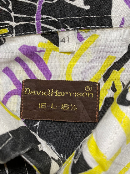 90s David Harrison Summer Shirt Black/Yellow L