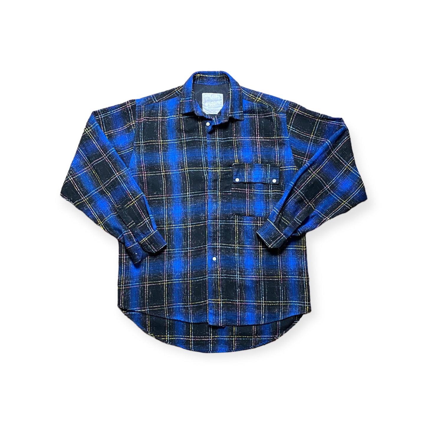 90s Controvento Casual Shirt Flannel Black/Blue L