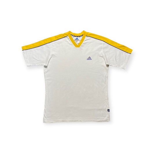 y2k Adidas Sport T-Shirt Cotton Yellow/White L