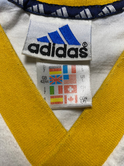 y2k Adidas Sport T-Shirt Cotton Yellow/White L