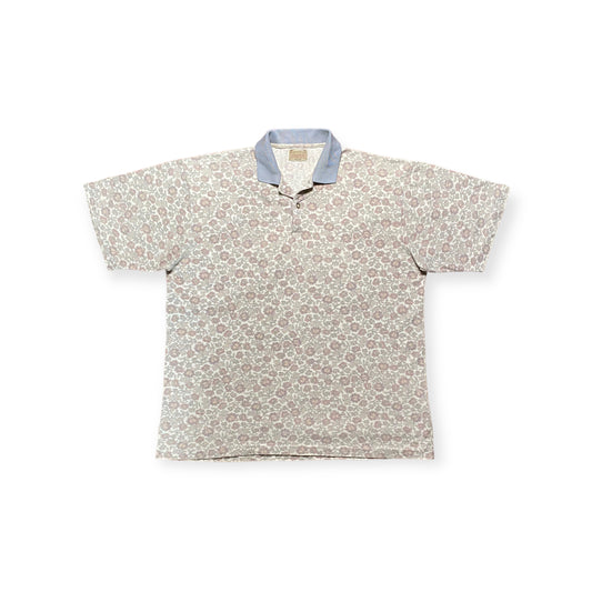 80s Original Classics Polo Shirt Floral Cotton Beige XL