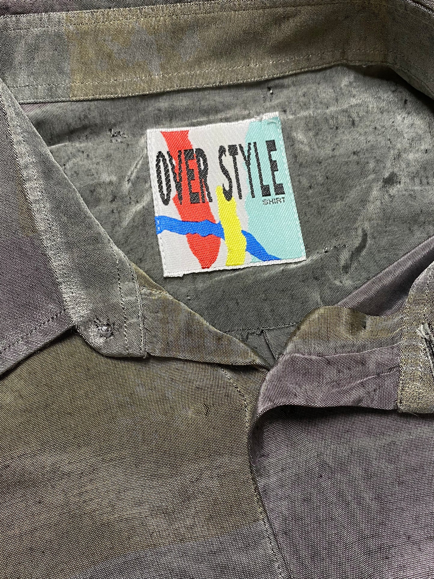 90s Over Style Party Shirt Viscose Grey/Green L