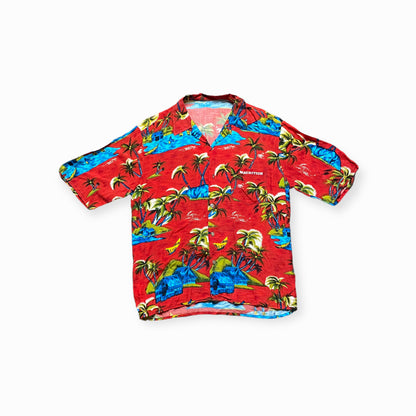 90s Mauritius Hawaii Hemd Rot/Bunt S