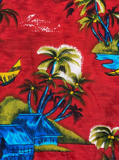 90s Mauritius Hawaii Hemd Rot/Bunt S