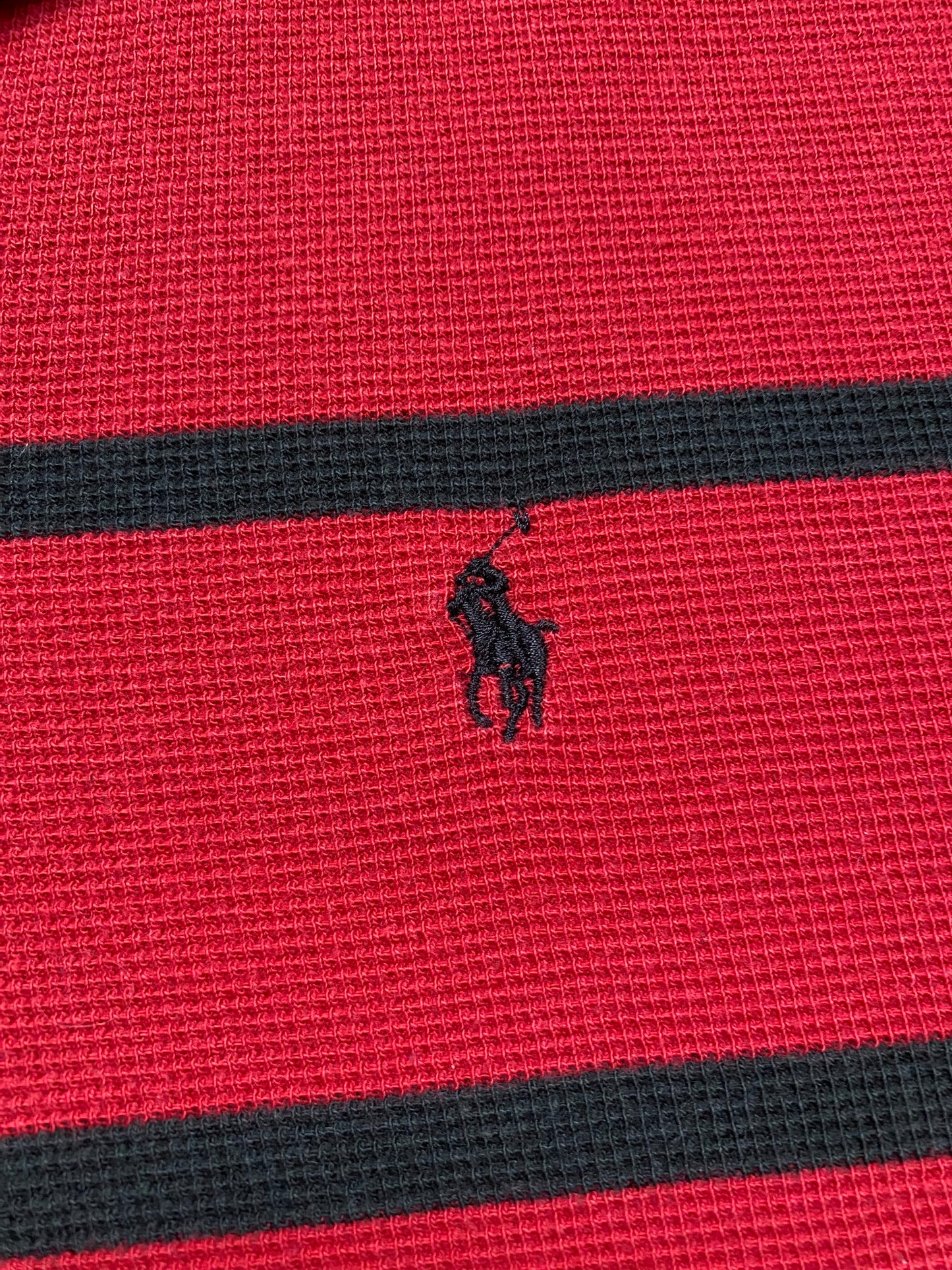 90s Polo Ralph Lauren Poloshirt Baumwolle Schwarz/Rot Gestreift XL