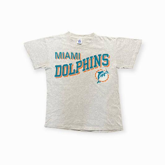 y2k Miami Dolphins American Football T-Shirt Cotton Grey/Green S