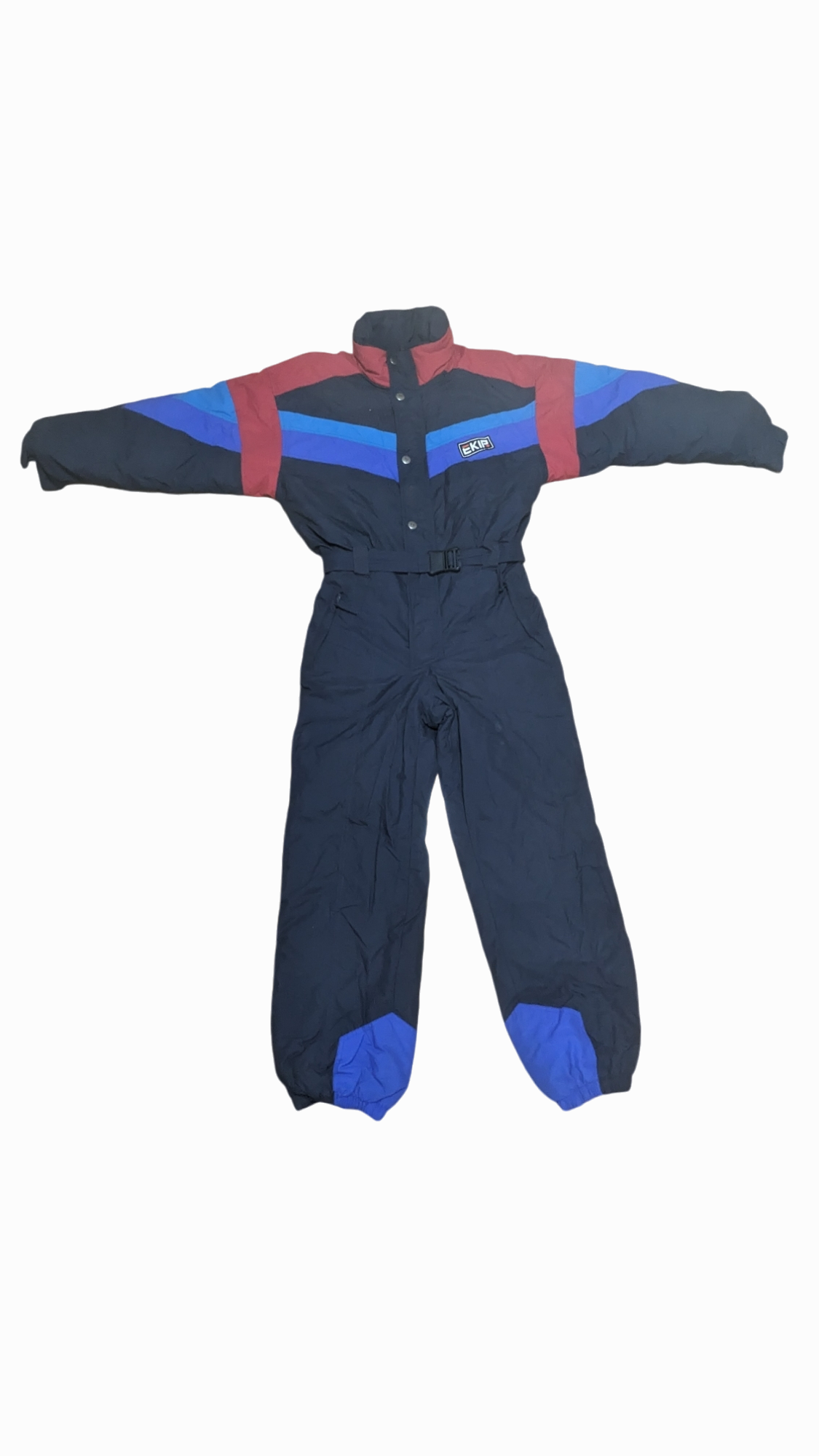 90s Ekip Winter Skianzug Nylon Blau/Bunt XL