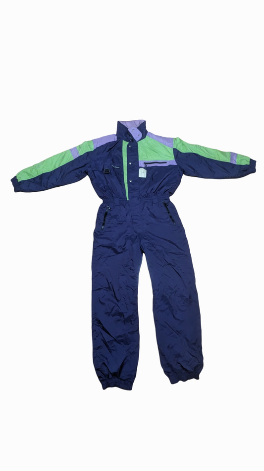 90s Mc Ross Winter Skianzug Nylon Blau/Grün XL