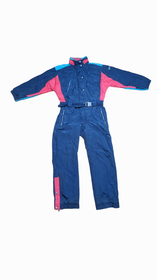 90s Brugi Winter Skianzug Nylon Blau/Rot L