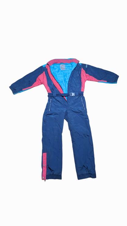 90s Brugi Winter Skianzug Nylon Blau/Rot L