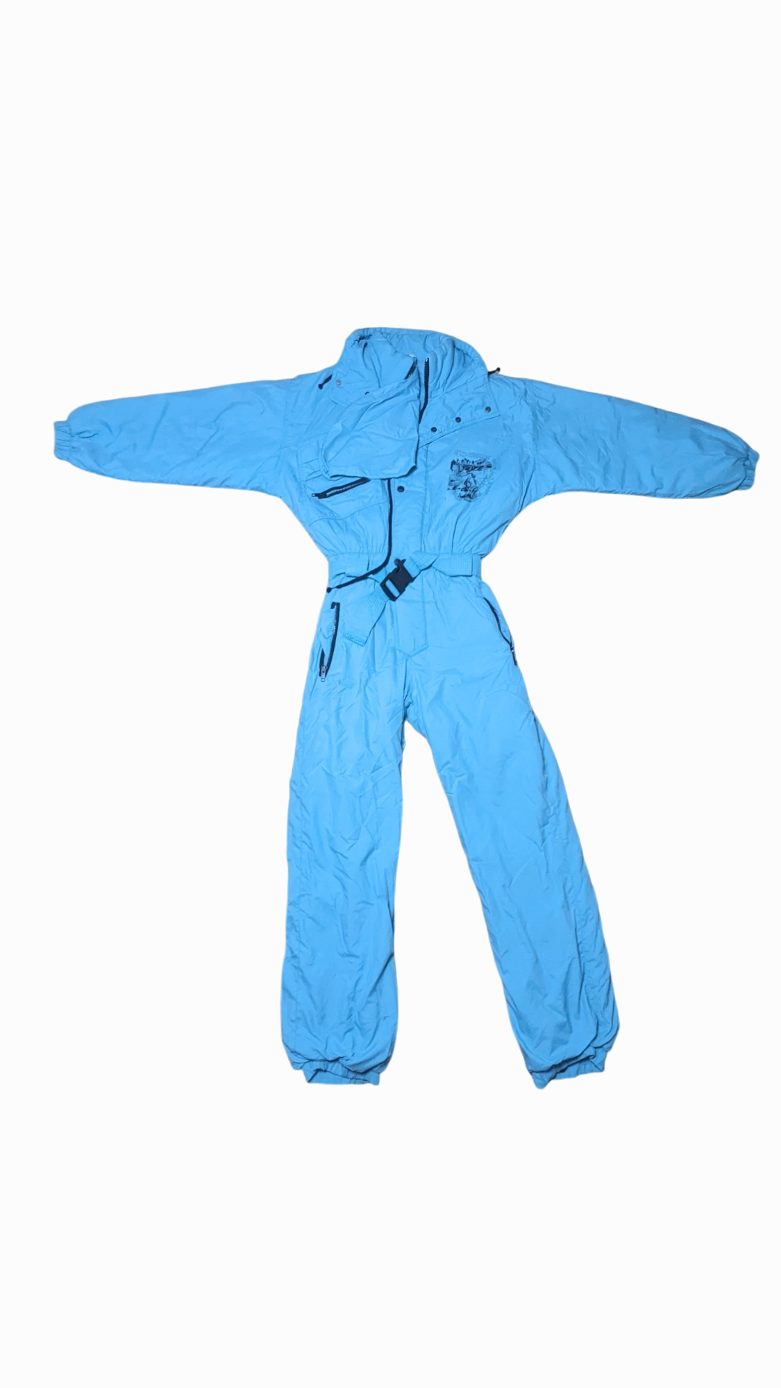 90s Brugi Winter Skianzug Nylon Hellblau/Türkis M