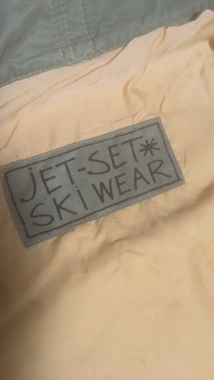 90s Jet-Set Skiware Winter Skianzug Nylon Grün/Gelb M