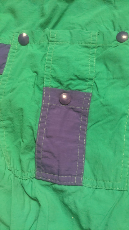 90s Winter Ski Suit Nylon Green/Purple XL