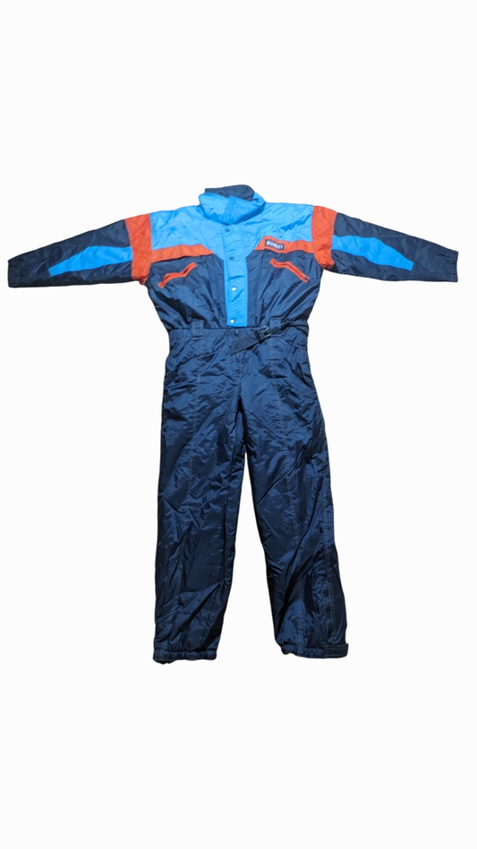 90s Ski Dynasty Winter Skianzug Nylon Marineblau/Hellblau XL