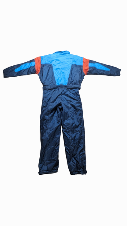 90s Ski Dynasty Winter Skianzug Nylon Marineblau/Hellblau XL