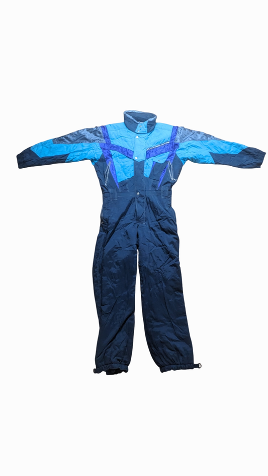 90s Colmar Winter Skianzug Nylon Marineblau/Hellblau L