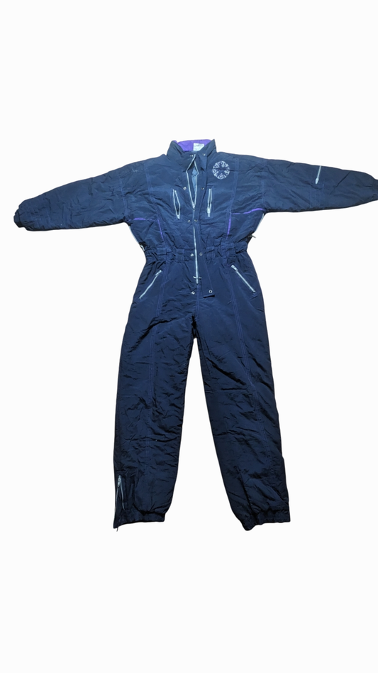 90s Winter Skianzug Nylon Marineblau XL