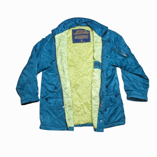 80s Winter Jacke Nylon Grün/Gelb L