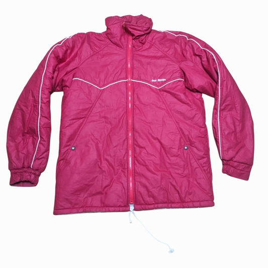 y2k Anzi Besson Winter Ski Jacke Baumwolle Rot/Weiß S