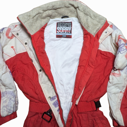 90s Sorry Winter Ski Suit Nylon Red/White M