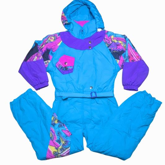 90s Especially Nicole Winter Skianzug Nylon Türkis/Pink S