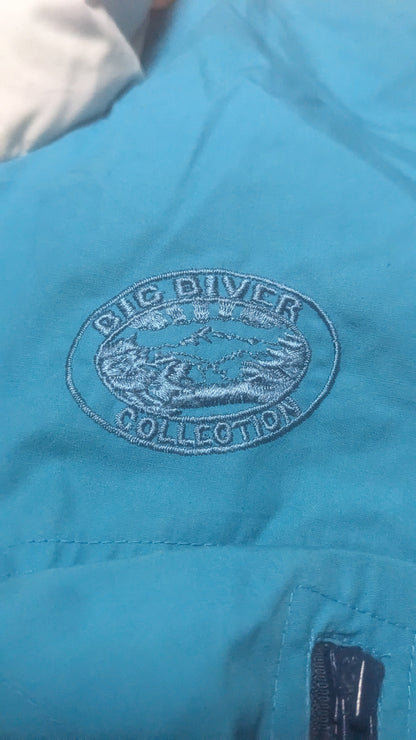 90s Big Biver Winter Skianzug Marineblau/Türkis L