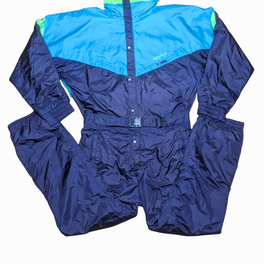 90s Nevica Winter Skianzug Nylon Lila/Hellblau XL