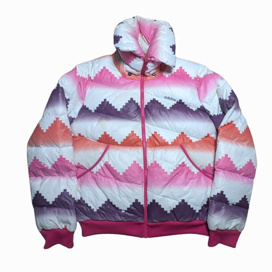 y2k Adidas Winter Daunenjacke Nylon Weiß/Pink S