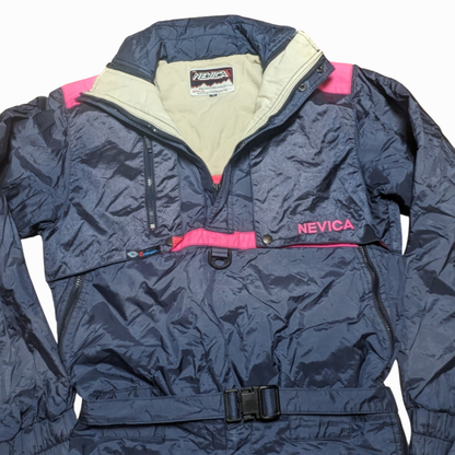 90s Nevica Winter Skianzug Nylon Schwarz/Pink M