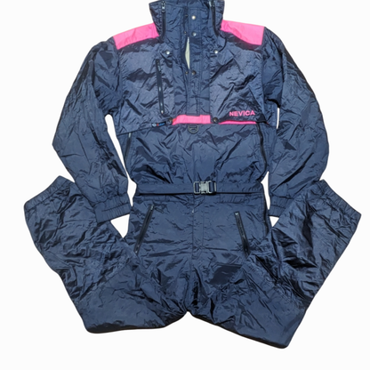 90s Nevica Winter Skianzug Nylon Schwarz/Pink M