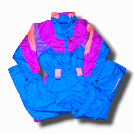 90s Nevica Winter Skianzug Blau/Pink XL