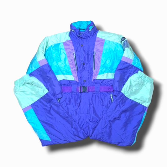 90s Skiss Winter Skianzug Nylon Lila/Mintgrün XS