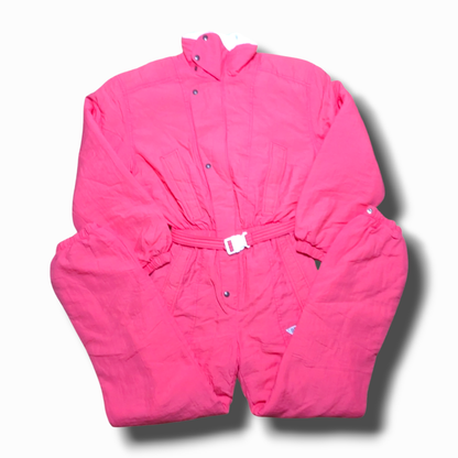 90s Brugi Winter Ski Suits Nylon Pink/White XS